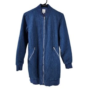 MPD Women's Blue Longline Quilted Bomber Jacket - XS